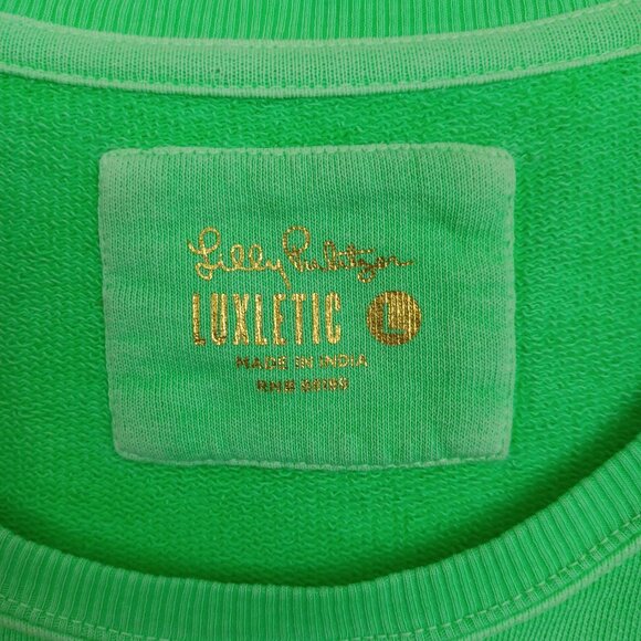 Lilly Pulitzer Luxletic Pullover Beach Comber Green Terry Sweatshirt Women Large - Picture 4 of 13